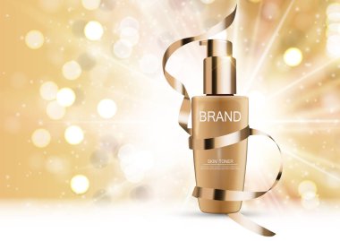 Cilt Toner şişesi tüp şablonu için reklamları veya dergi arka plan.