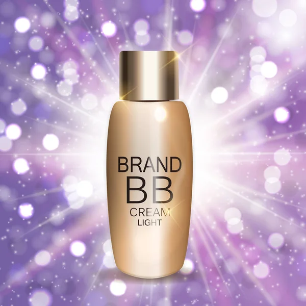 Modello di bottiglia BB Cream per pubblicità o sfondo Magazine. 3D reale — Vettoriale Stock