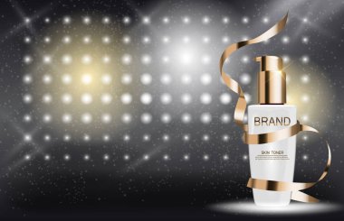 Cilt Toner şişesi tüp şablonu için reklamları veya dergi arka plan.