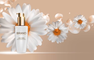 Cilt Toner şişesi tüp şablonu için reklamları veya dergi arka plan.