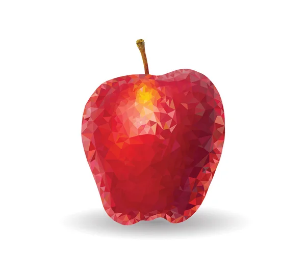 Icono de vector de fruta de manzana poligonal en blanco . — Vector de stock