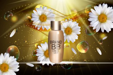 BB krem şişe şablonu için reklamları veya dergi arka plan. 3D gerçek