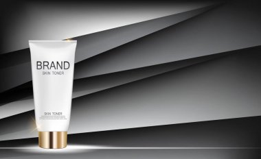 Cilt Toner şişesi tüp şablonu için reklamları veya dergi arka plan.