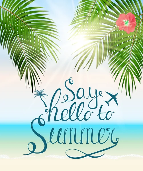 Say Hello to Summer Natural Background Vector Illustration — Stock Vector