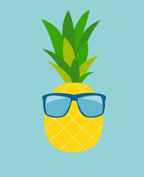 Pineapple in Glasses. Summer Concept Background — Stock Vector