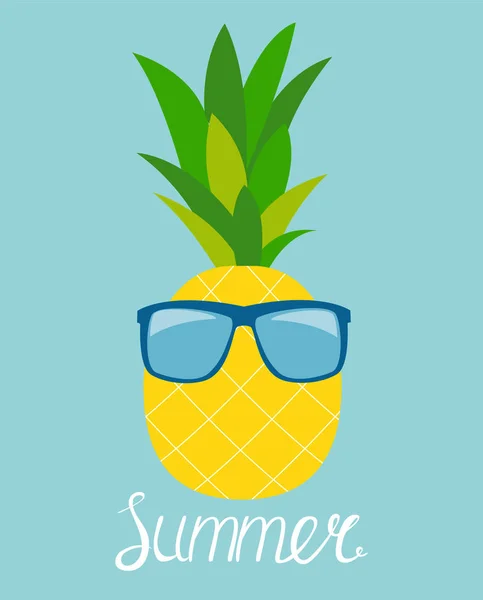 Ananas in glazen. Zomer Concept achtergrond Vector Illustrat — Stockvector