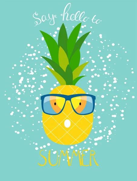 Ananas in bicchieri. Concetto estivo sfondo vettoriale Illustrat — Vettoriale Stock