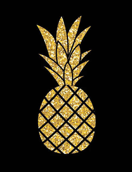 Gold Glitter Pineapple. Summer Concept Background Vector Illustr — Stock Vector