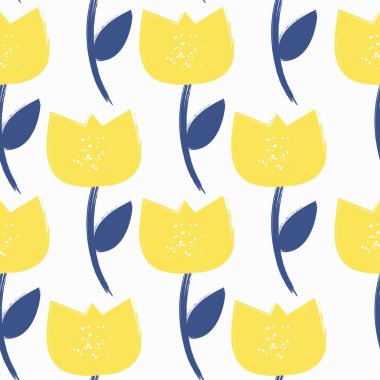 Basit çiçek Dikişsiz desen arka plan vektör çizim