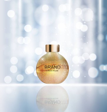 Duş jeli şişe şablon reklamları veya dergi arka plan için. 3D re