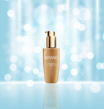 Cilt Toner şişesi tüp şablonu için reklamları veya dergi arka plan.