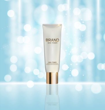 Cilt Toner şişesi tüp şablonu için reklamları veya dergi arka plan.