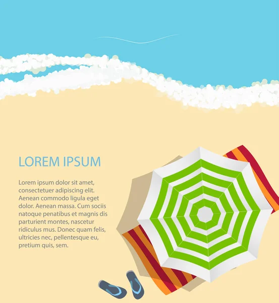 Fundo da Hora de Verão. Sunny Beach em estilo de design plano Vector —  Vetores de Stock