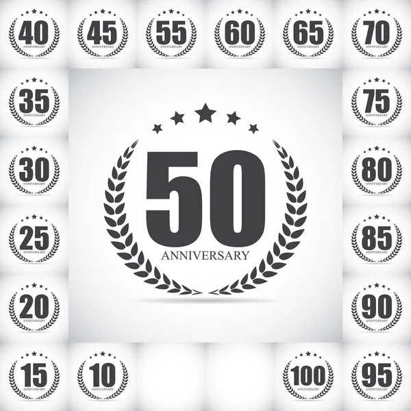 Template Logo Anniversary Set Vector Illustration — Stock Vector