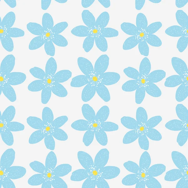 Abstraktní přírodní vzor bezešvé pozadí s modrými květy. — Stockový vektor