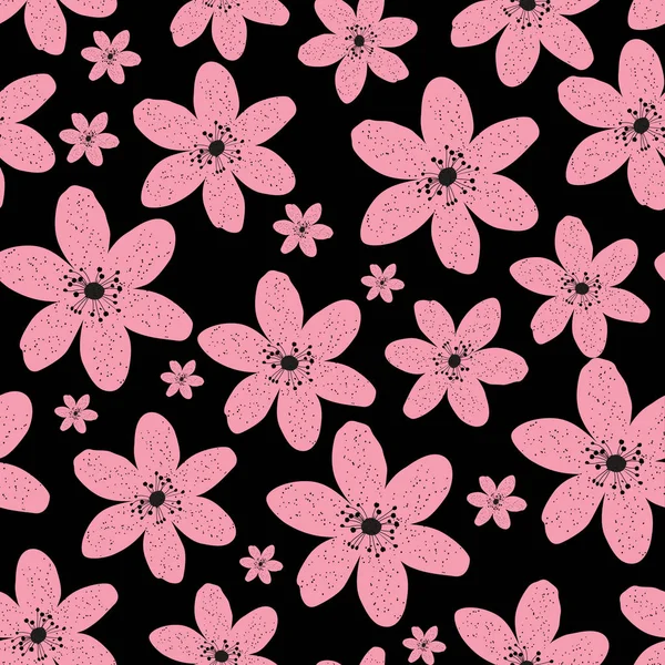 Αφηρημένη φυσικό χωρίς συγκόλληση μοτίβο φόντου με ροζ λουλούδια. — Διανυσματικό Αρχείο