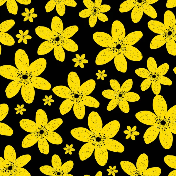 Résumé Modèle naturel sans couture fond avec des fleurs jaunes — Image vectorielle