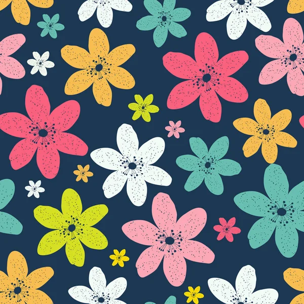 カラフルな花と抽象的な自然なシームレス パターン背景 — ストックベクタ