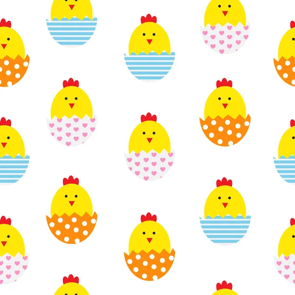 Easter Egg and 	Chicken Seamless Pattern Background Vector Illus — Stock Vector