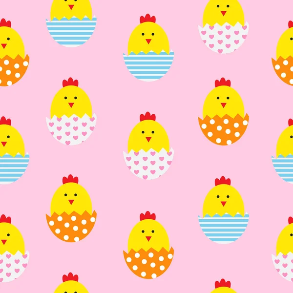 Oeuf de Pâques et poulet Seamless Pattern Background Vector Illus — Image vectorielle