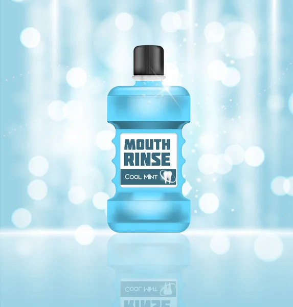 Templat Produk Kosmetik Rancangan Mouth Rinse untuk Iklan atau Majalah - Stok Vektor