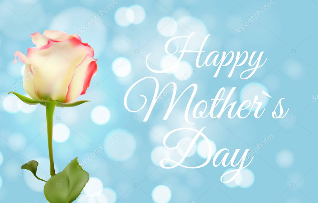 Happy Mother s Day Cute Background with Flowers. Vector Illustra