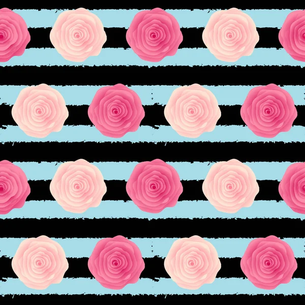 Cute Rose Flower Seamless Pattern Background Vector Illustration — Stock Vector