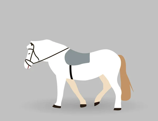 Biały koń na szarym tle. Ilustracja wektorowa. — Wektor stockowy
