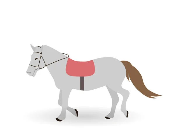 Γκρίζο άλογο σε άσπρο φόντο. Εικονογράφηση διάνυσμα. — Διανυσματικό Αρχείο