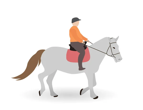 Cavalier sur cheval gris. Illustration vectorielle . — Image vectorielle