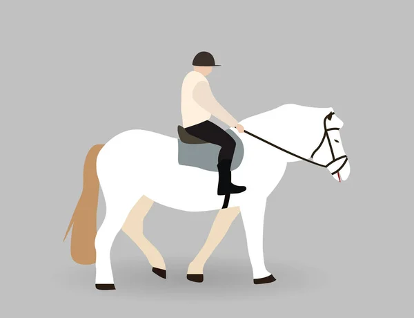 Вершник на білому коні. Векторна ілюстрація . — стоковий вектор