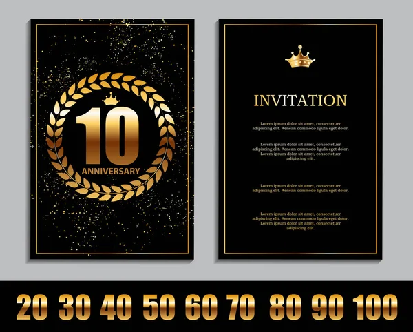 Luxury Template Set of Anniversary Celebration Invitation Vector Illustration — Stock Vector