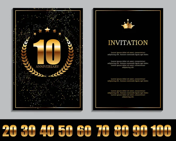 Luxury Template Set of Anniversary Celebration Invitation — Stock Vector