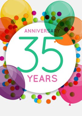 Şablon 35 yıl yıldönümü kutlama, tebrik kartı, davet vektör çizim