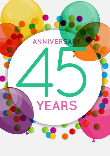 Modèle 45 ans Anniversaire Félicitations, Carte de souhaits, Illustration vectorielle d'invitation — Image vectorielle