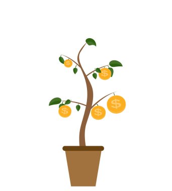 Renkli para ağacı, finansal büyüme düz kavramının bağımlılığı.