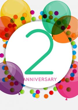 Şablon 2 yıl yıldönümü kutlama, tebrik kartı, Inv