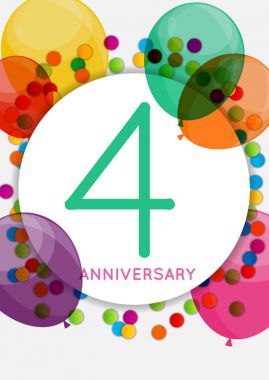 Şablon 4 yıl yıldönümü kutlama, tebrik kartı, Inv