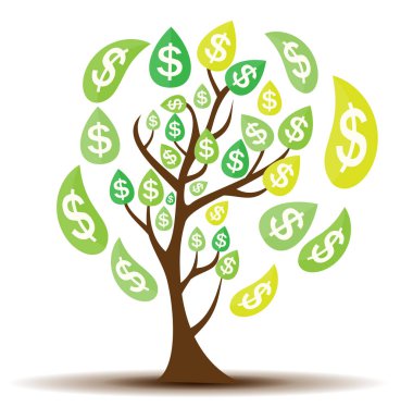 Renkli para ağacı, finansal büyüme düz kavramının bağımlılığı.