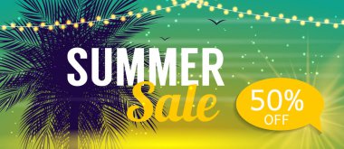 Yaz satış Banner şablon işiniz için. Vektör Illustrati