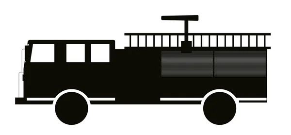 Черно-белый плоский дизайн пожарного грузовика. Векторная миграция . — стоковый вектор