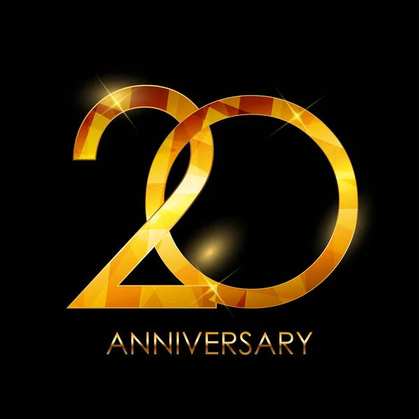 Plantilla 20 Años Aniversario Felicitaciones Vector Illustratio — Vector de stock
