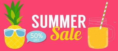 Yaz satış Banner şablon işiniz için. Vektör Illustrati