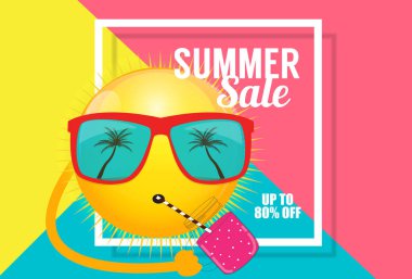 Yaz satış Banner şablon işiniz için. Vektör Illustrati