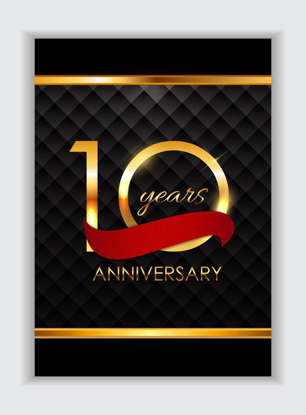 Шаблон 10 лет поздравления Векторная иллюстрация

