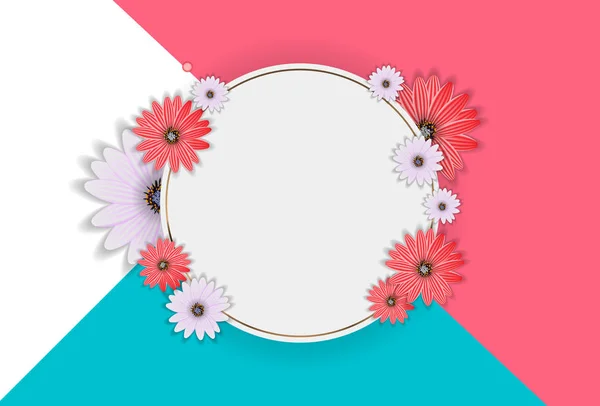 Abstract Flower Realistic Vector Frame Background — Stock Vector