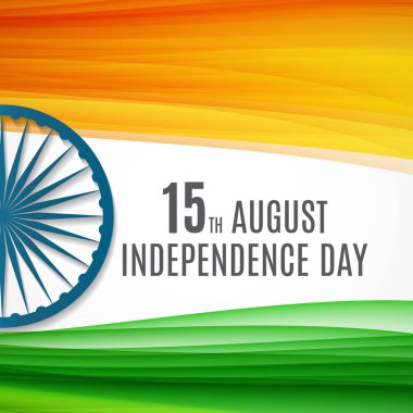 Hint Bağımsızlık günü arka plan dalgalar ve Ashoka tekerlek ile.