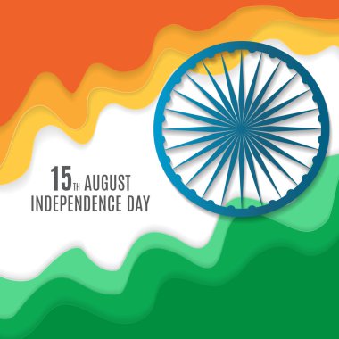 Hint Bağımsızlık günü arka plan dalgalar ve Ashoka tekerlek ile.