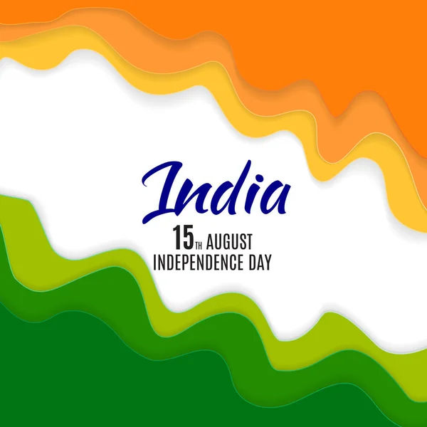 Indischer Unabhängigkeitstag Hintergrund mit Wellen und Aschoka-Rad. — Stockvektor