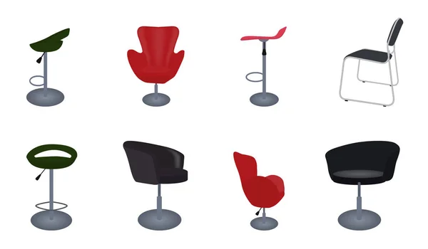 Conjunto de mobiliário moderno e antigo cadeiras confortáveis e bar —  Vetores de Stock